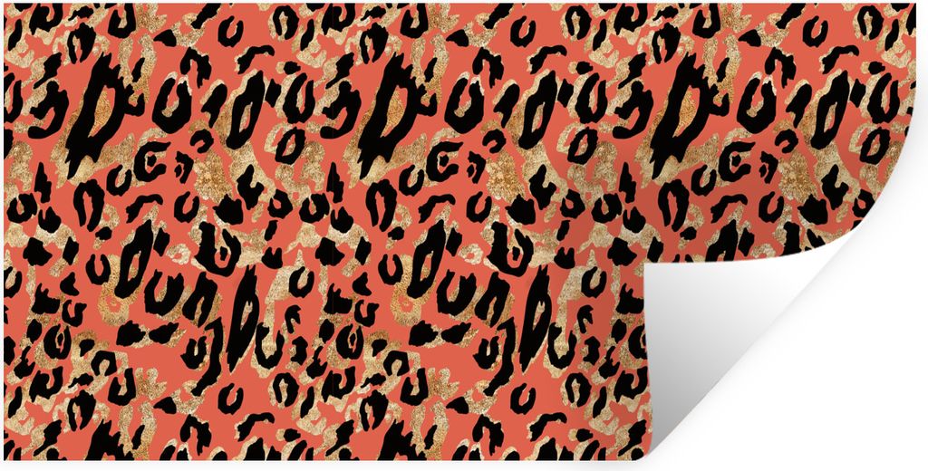 MuchoWow Wandtattoo Wandsticker Wandaufkleber Pantherdruck - Rosa - Gold 40x20 cm Selbstklebend und Repositionierbar - Aufkleber
