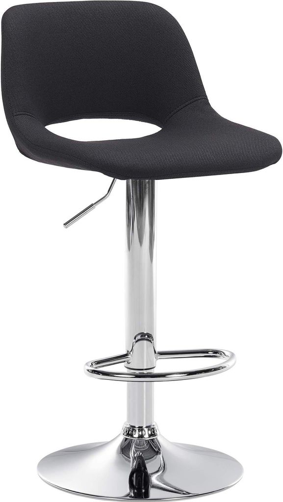 DELUKE Barhocker JAKSON - Schwarz, Stoff, Chrom | Barhocker mit Lehne Barstuhl Tresenhocker Tresenstuhl Kneipenhocker Kneipenstuhl