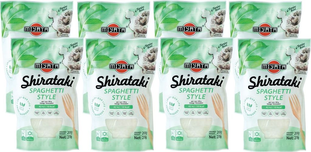 8er-Pack MIYATA Shirataki Konjak Nudeln 270g/ 200g ATG | Spaghetti Style | Low Carb Nudeln Spaghettiform