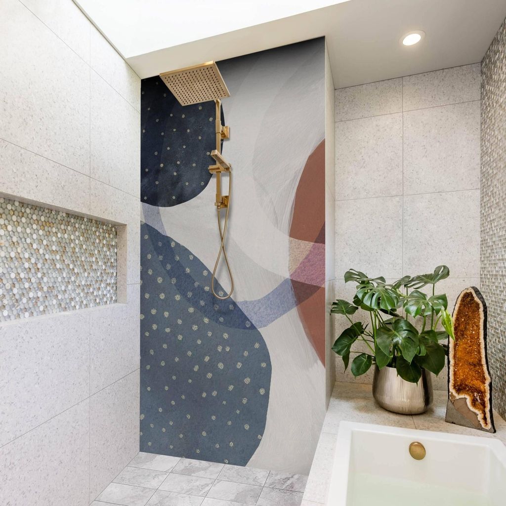Duschrückwand originell selbstklebend - 0.35 mm Wandpaneel wasserfest Design blau Abstrakt Badrückwand fugenlos Smart matt 80x210 cm