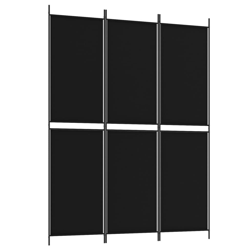 3-tlg. Paravent Schwarz 150x200 cm Stoff