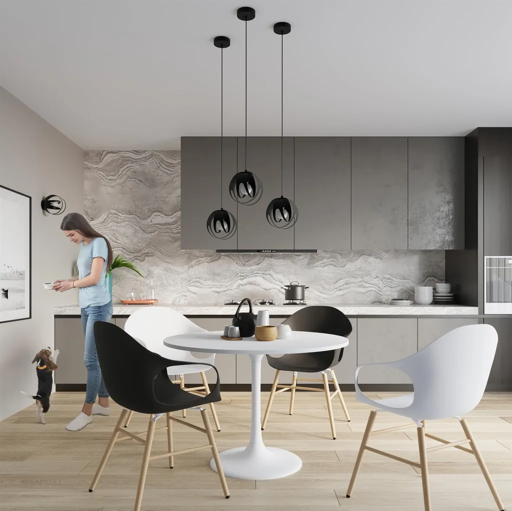 Lampada TULOS Nero Sollux: Look Moderno e Acciaio Nero per la Casa - 6