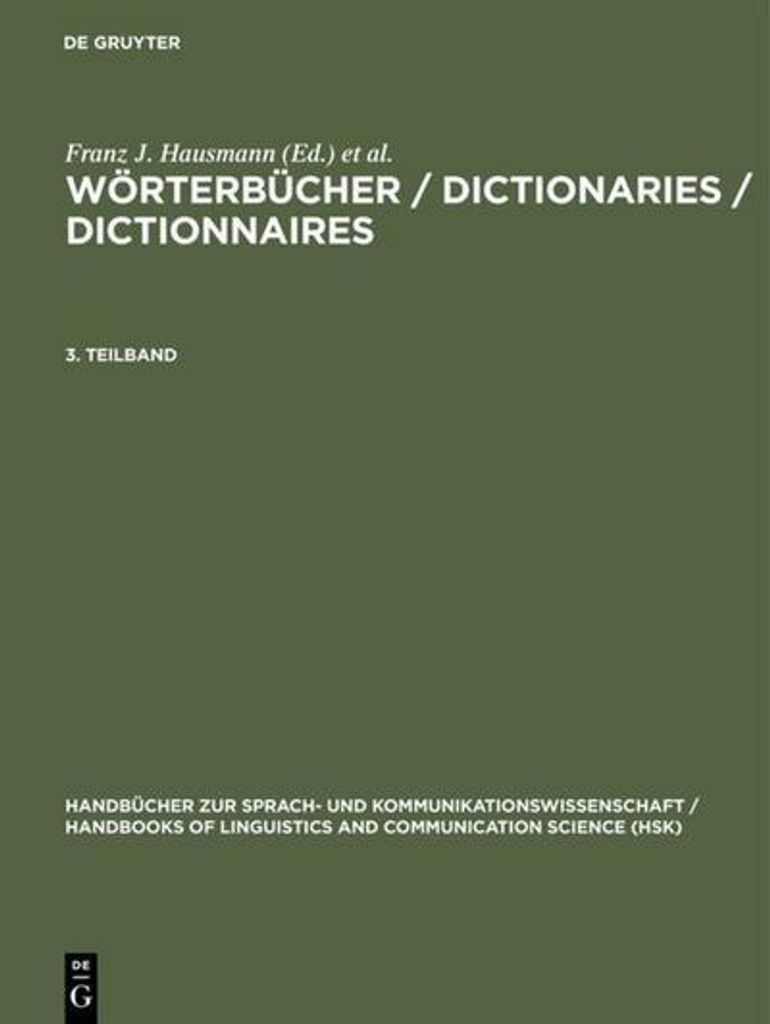 Wörterbücher / Dictionaries / Dictionnaires. 3. Teilband