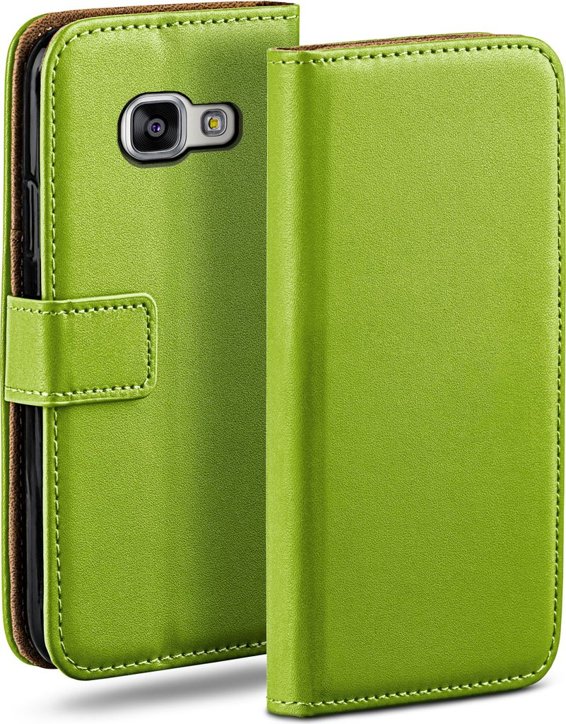 moex Book Case kompatibel mit Samsung Galaxy A3 (2016) - Hülle 360 Grad klappbar, Grün