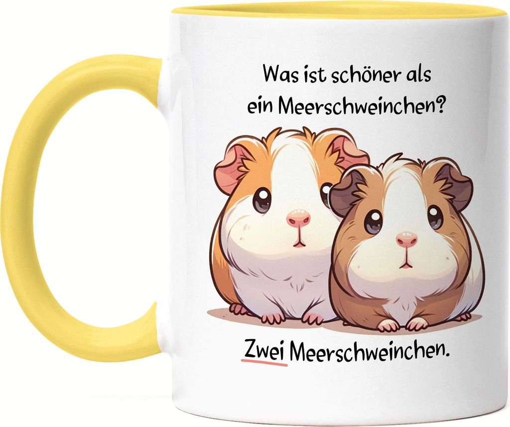 Was ist schöner als ein Meerschweinchen Tasse Gelb Produktbild 