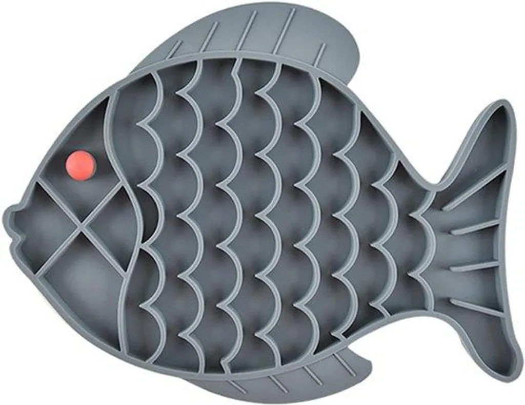 Gamelle pour manger lentement en silicone gris : chat et petit chien