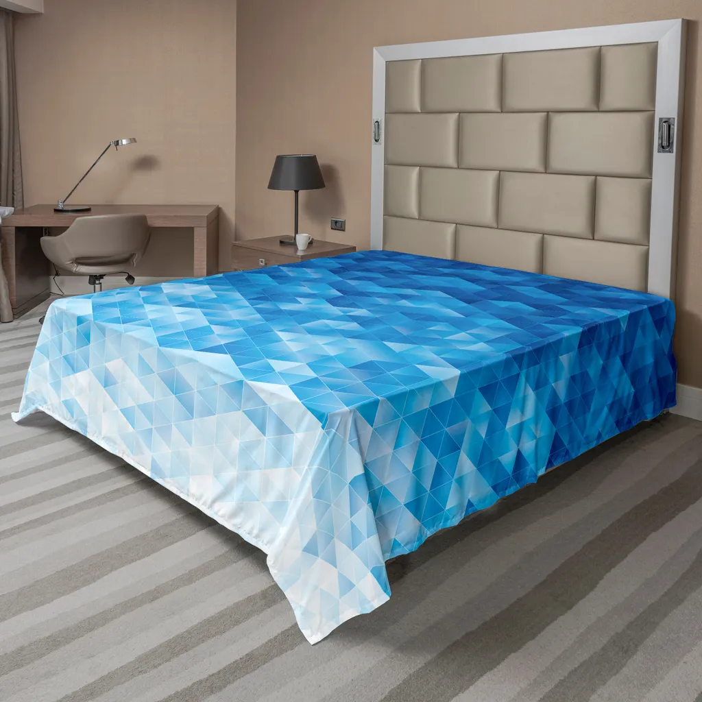 Lenzuolo Piano ABAKUHAUS 244x205 Mosaico Triangolare Azzurro