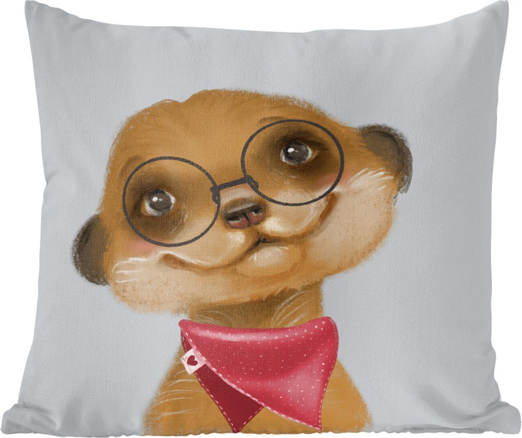 MuchoWow Zierkissen Sofakissen Wohnzimmer Dekokissen 45x45 cm Erdmännchen - Rosa - Kinder - Schlafpolster - Polster für das Sofa