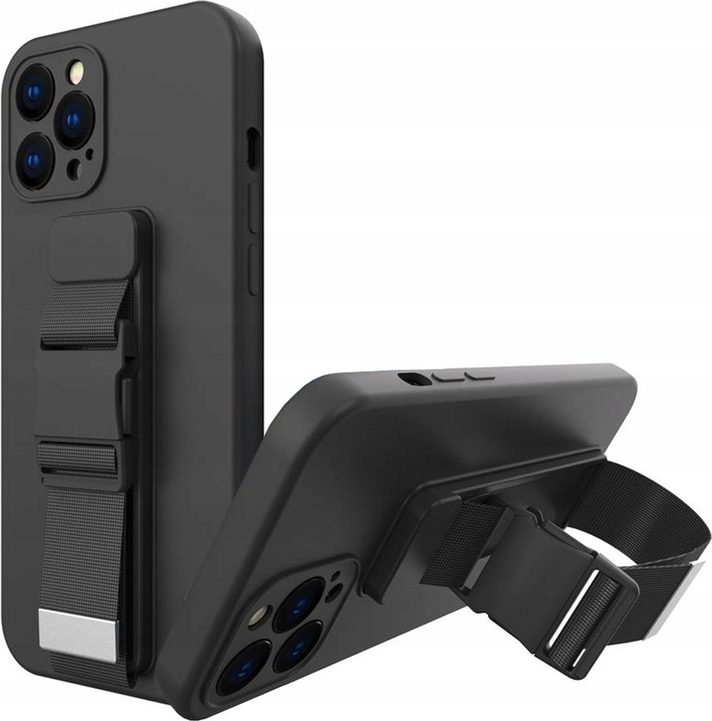Rope Case Gelhülle mit Lanyard Kettentasche Lanyard iPhone 13 Pro Max schwarz