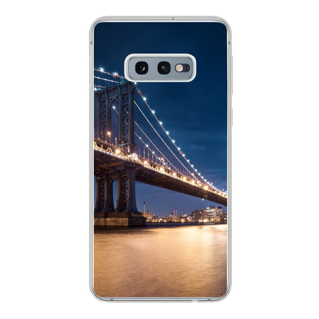 MuchoWow Handyhülle Schutzhülle Hülle für Samsung Galaxy S10e New York - Manhattan - Mond Silikon Softcase Handy Hülle - Handy