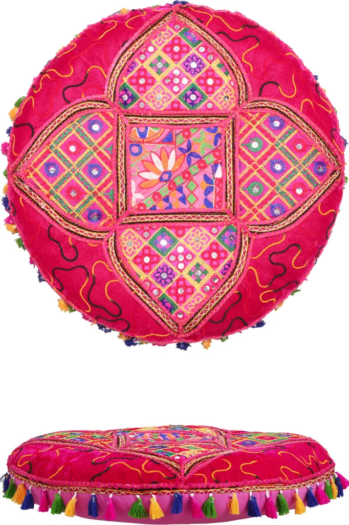 Coussin d'assise oriental pour salon, grand pouf de sol rose Bahri