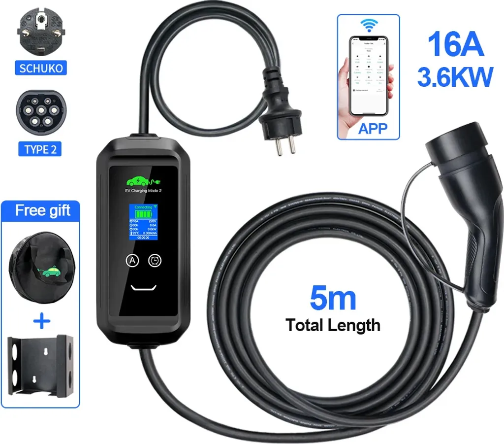 Borne de Recharge Type 2 pour Voiture Électrique 3,6 kW Pilotage APP