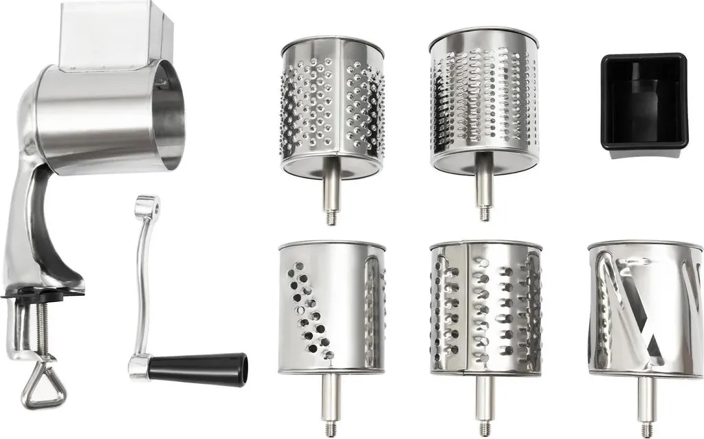 Grattugia Rotante Professionale 5 Lame Inox Argento per Formaggio e Verdure - 2