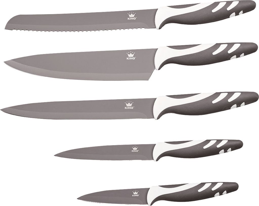 5tlg. Messerset KING® ANTHRAZIT Edelstahl beschichtete Produktbild 