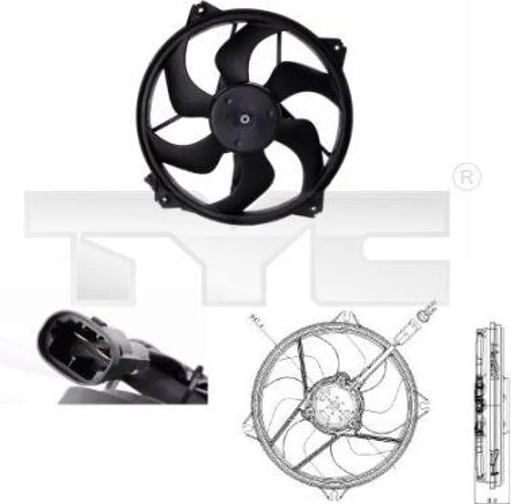 Ventilateur de radiateur TYC 805-0008 OE 1253A9 pour C4 et 307