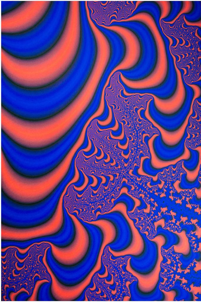 PSYWORK Schwarzlicht Bodenbelag Läufer Neon "Fractal Dimension IV", 1,0x1,5m