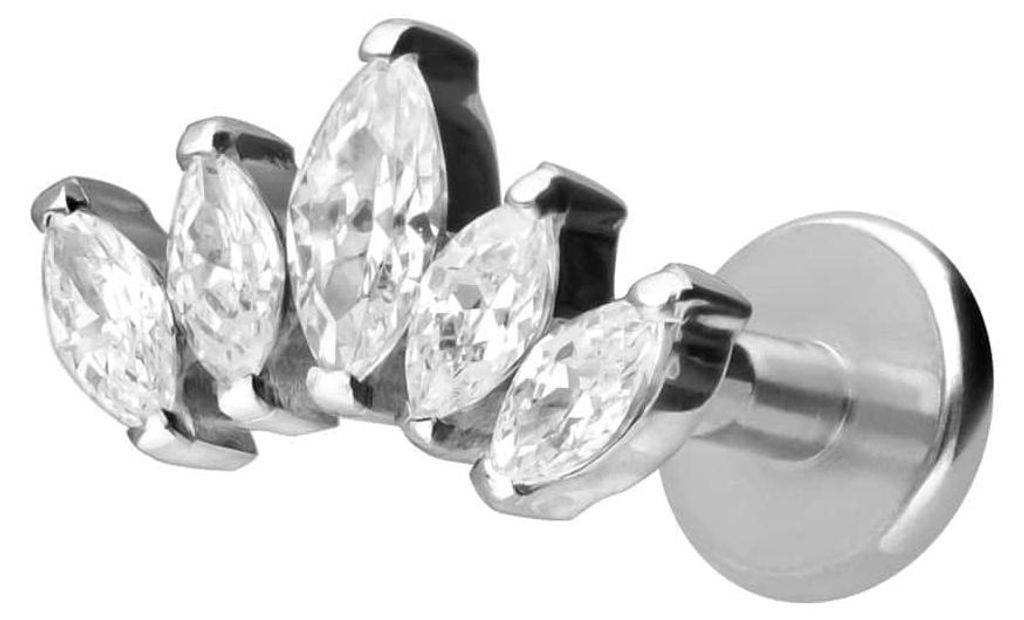 Ohrpiercing, Nasenpiercing Titan Labret mit Innengewinde LOTUSBLÜTE Silber Stablänge: 5mm | Stabstärke: 1,2mm