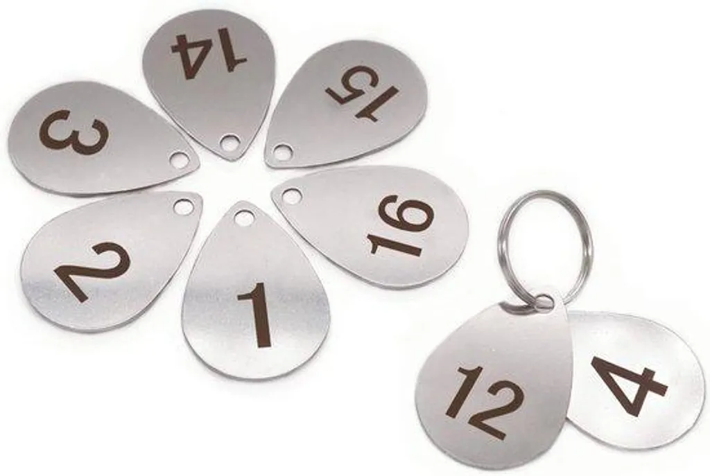 Porte-clés buse en acier inoxydable avec numéros d'identification - 20 pcs
