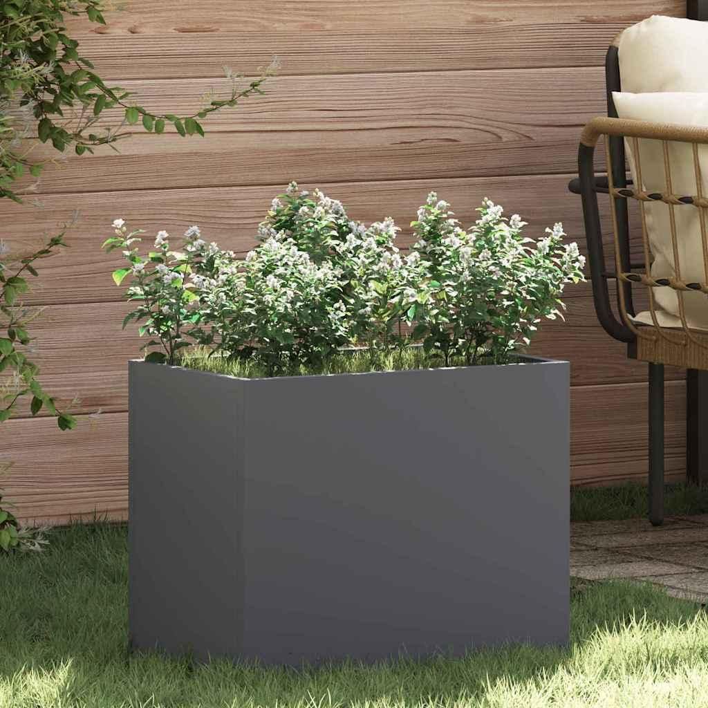 Gartenblumentopf Anthrazit 50 x 32 x 40 cm Kaltgewalzter Stahl, Gabionen Design Möbel Neu