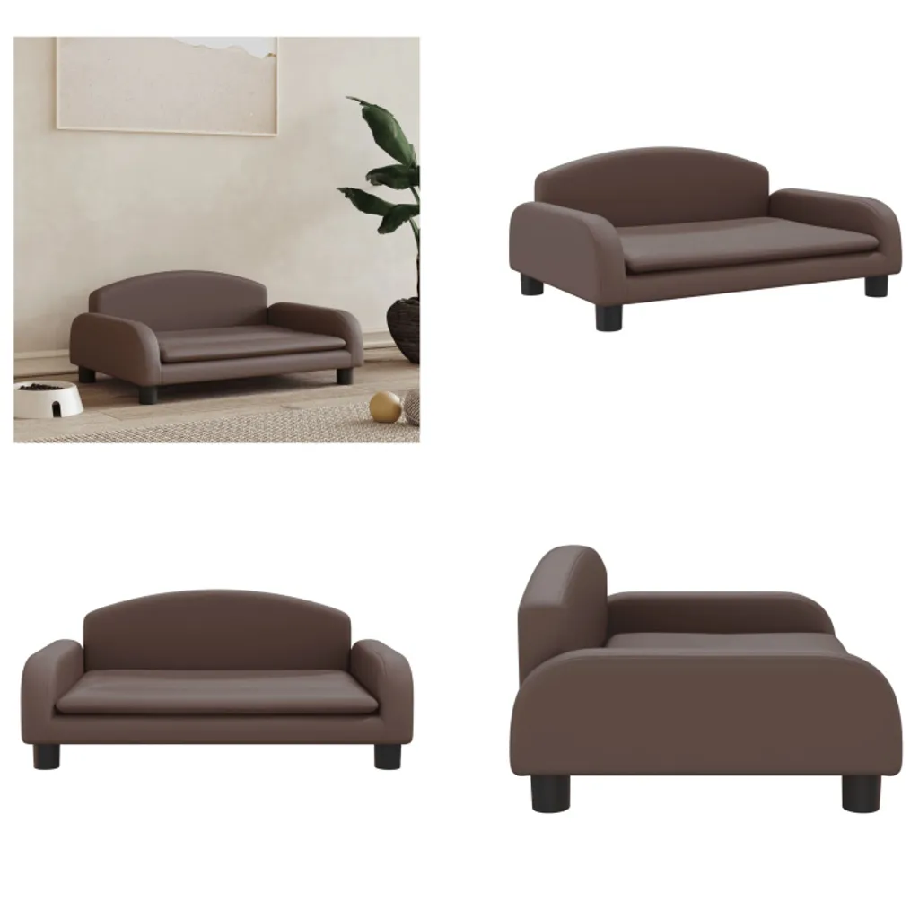 vidaXL Letto per cani marrone 70x45x30 cm in Pelle finta - letto per cani - letti per cani - divano per cani - divano per animali domestici