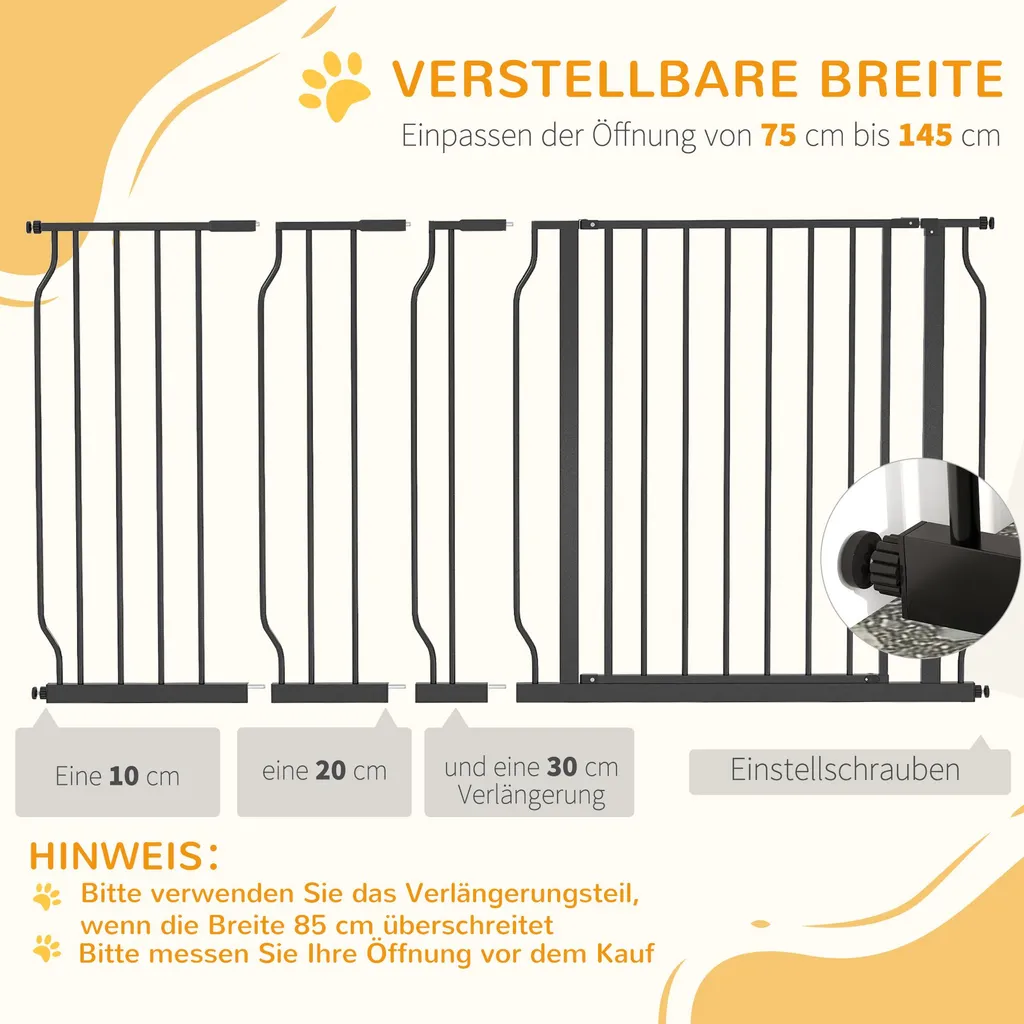 Barrière Chien à Double Verrouillage 145 cm avec Ouverture Bidirection - 5