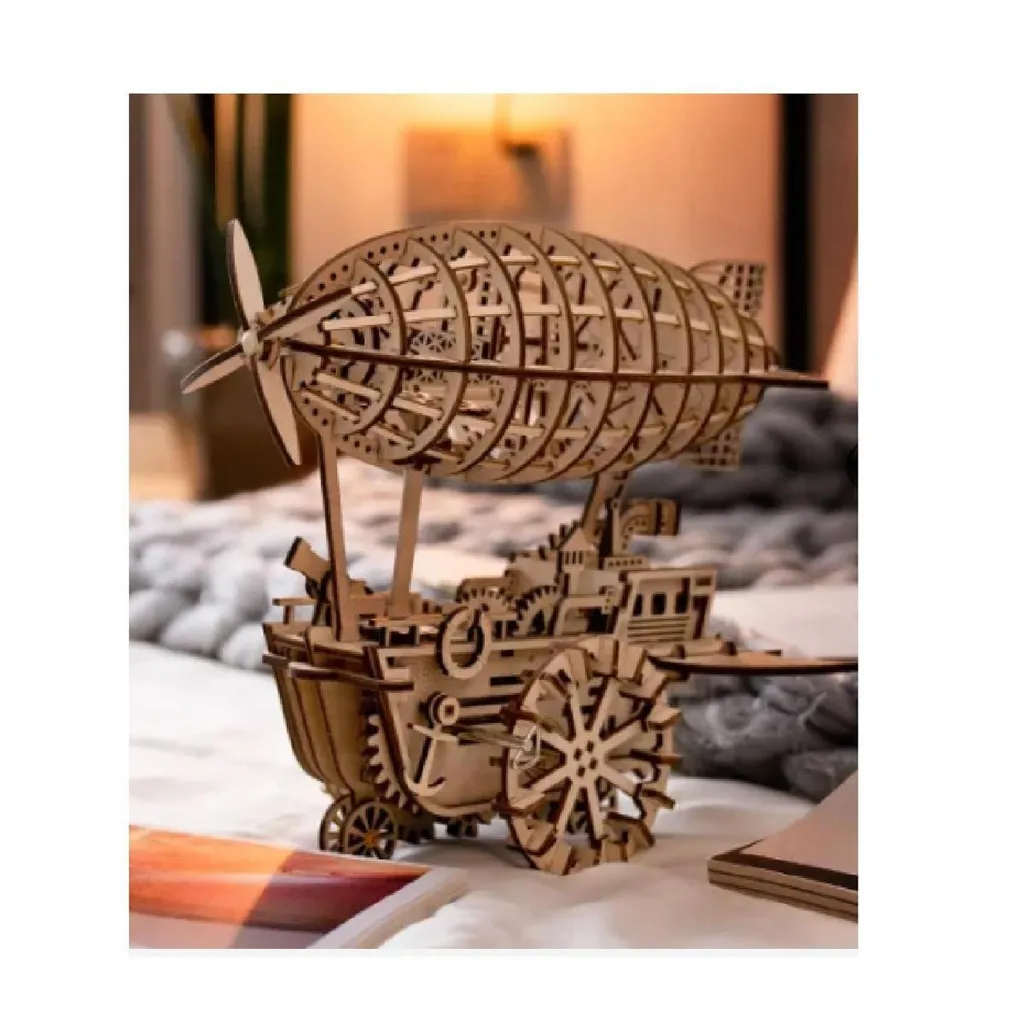 Puzzle 3D Dirigeable en Bois ROKR 349 Pièces Découpe Laser Précise - 10