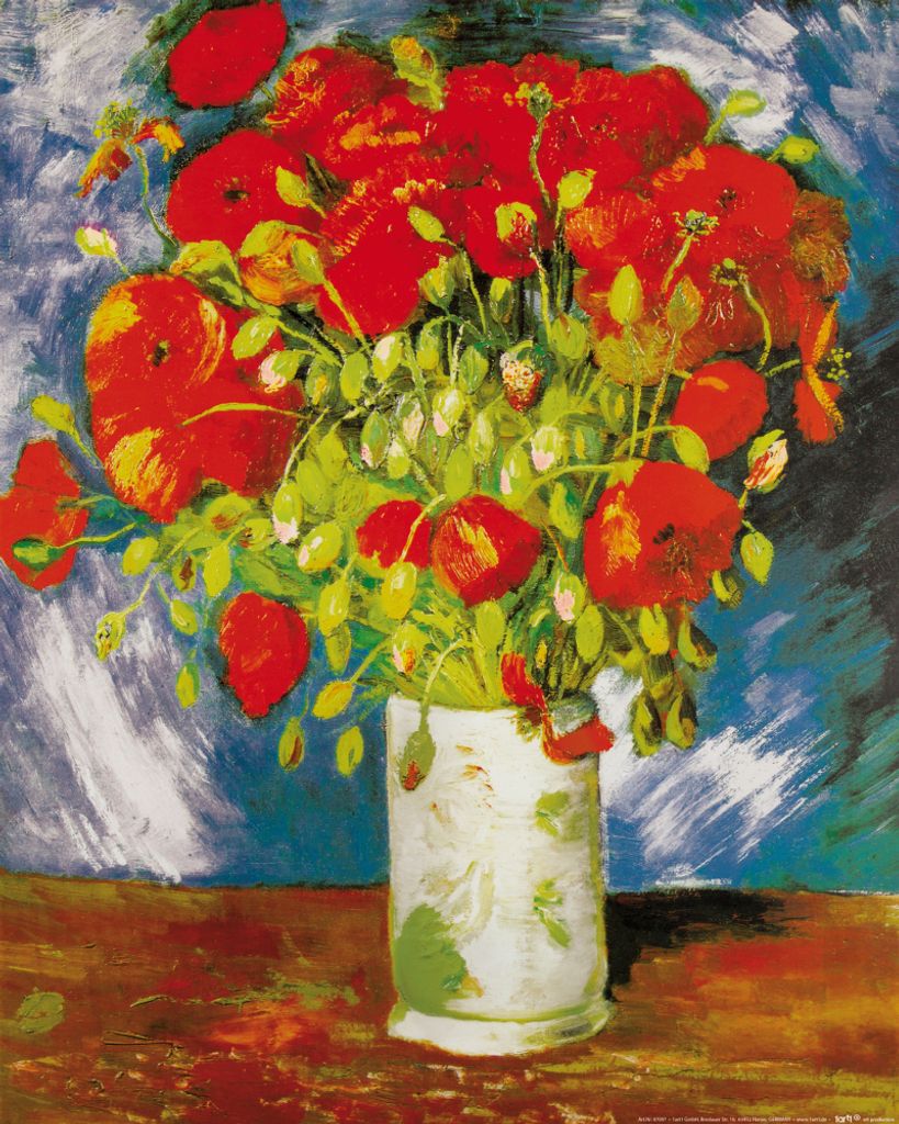 Vincent Van Gogh Kunstdruck Bild - Vase Mit Rotem Klatschmohn, 1886 (50 x 40 cm)