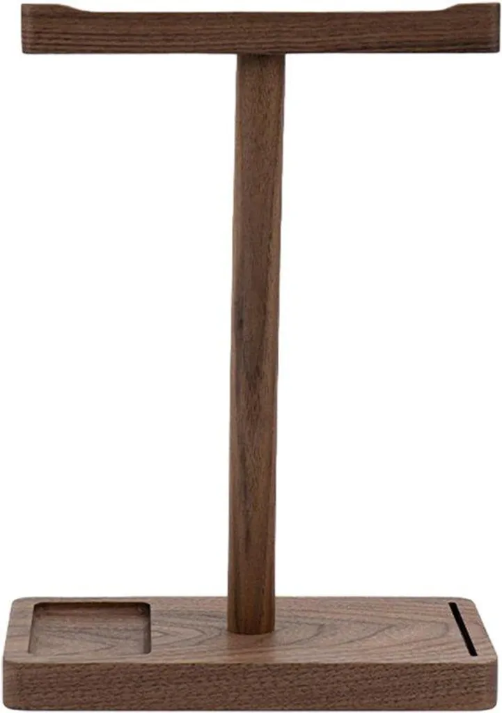 Support de casque robuste en bois de noyer avec socle antidérapant