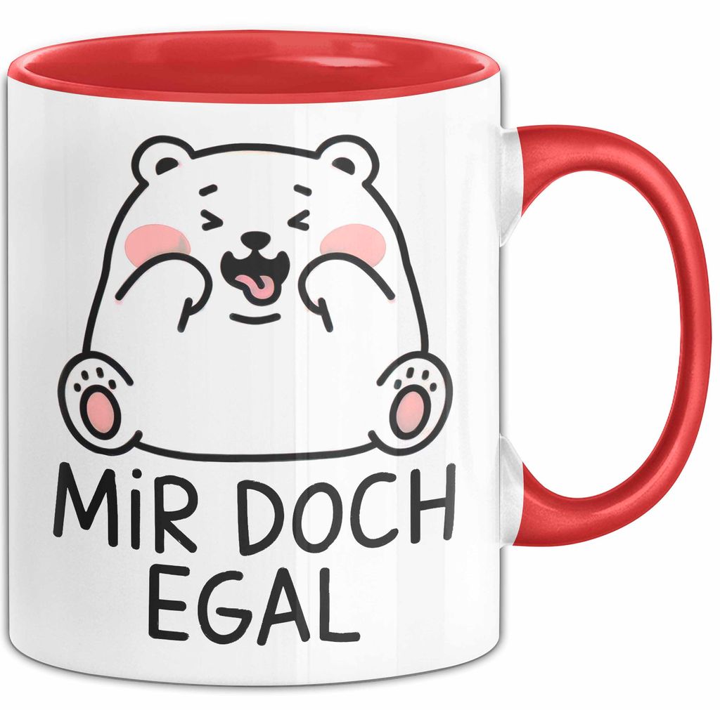 Bär Tierliebhaber Tasse Geschenk Lustige Geschenkidee Spruch Mir Doch Egal (Rot)