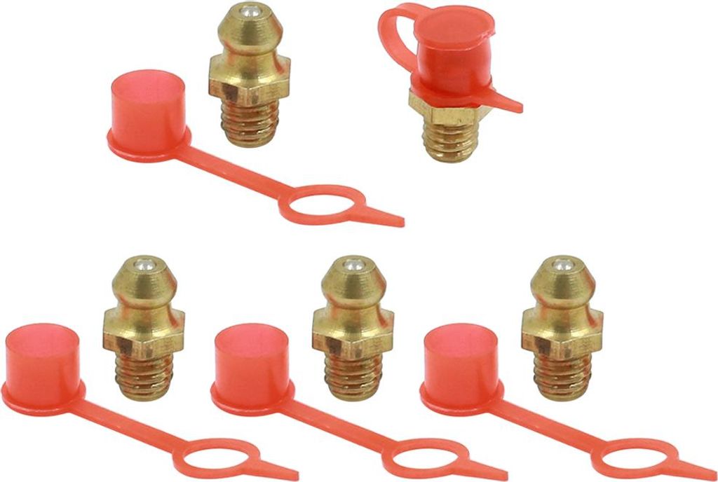 5 Satz Messing gerade Schmiernippel Verschraubungen mit Staubkappe für Auto M6