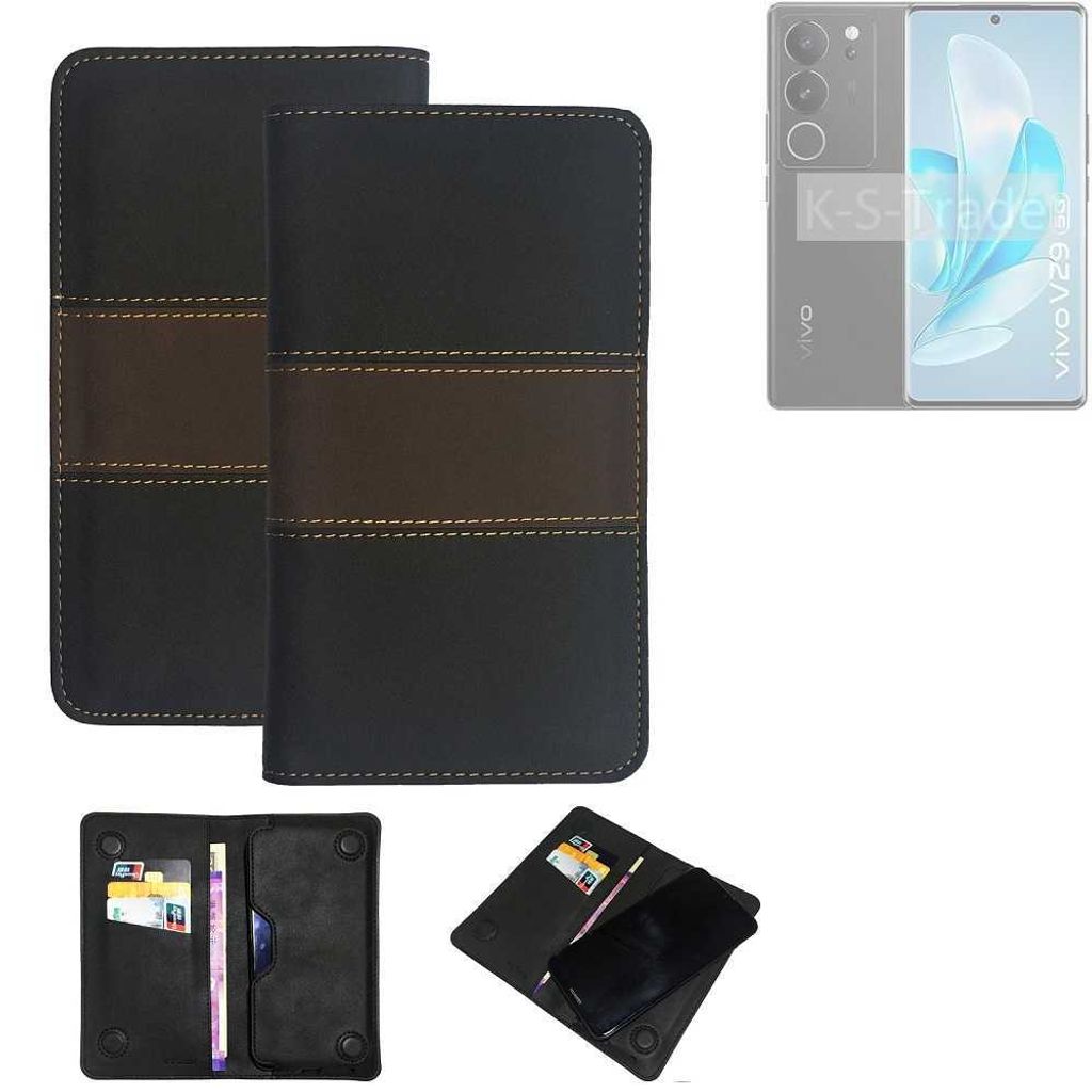 K-S-Trade Hülle Handyhülle kompatibel mit Vivo V29 Schutzhülle Walletcase Bookstyle Tasche Schutz Case Handytasche Wallet Cover Kunstleder Snapcase
