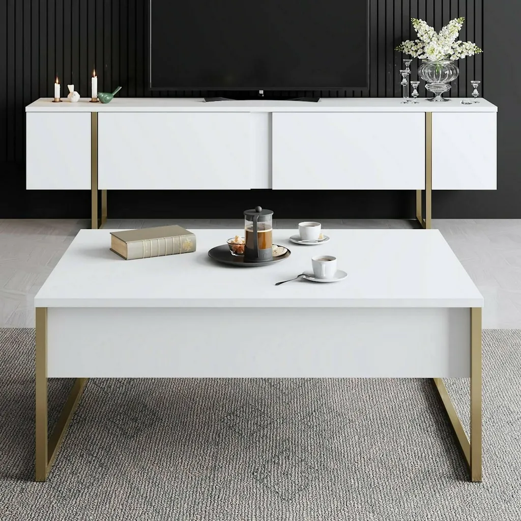 Table basse de salon rectangulaire blanche Lavinia 90x60 cm Chic - 5