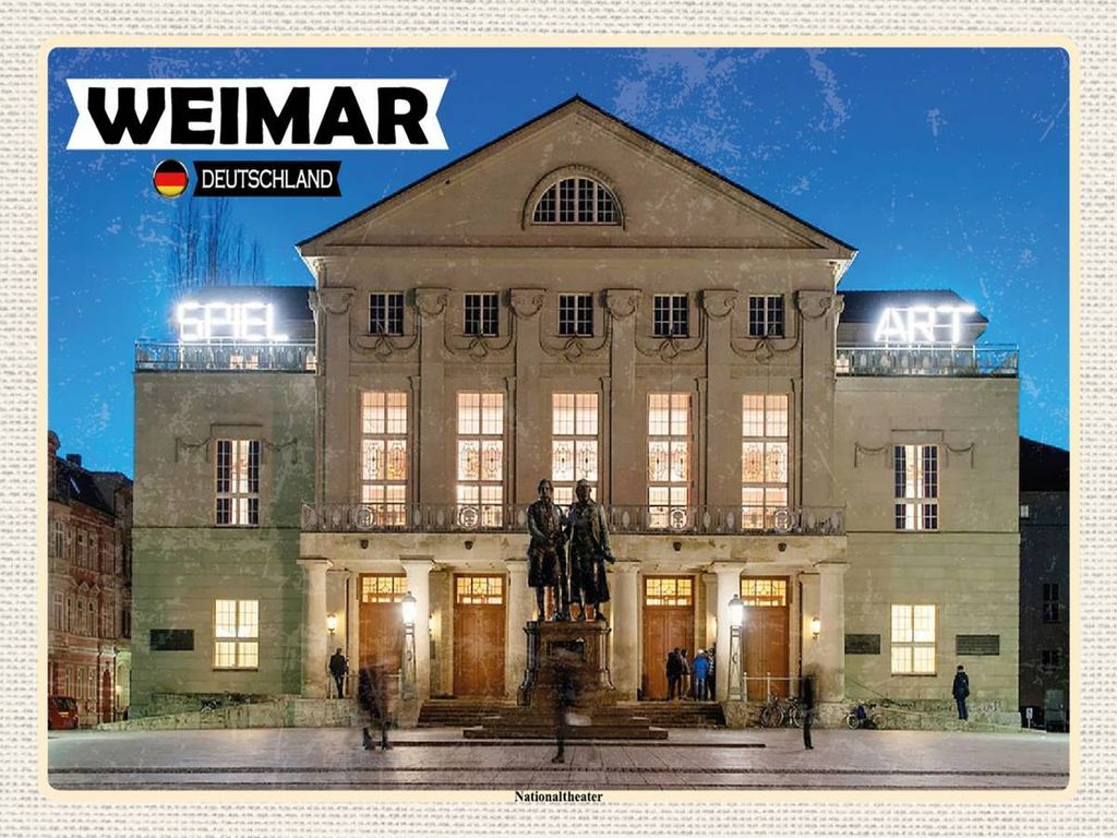 vianmo Holzschild 30x40 cm Weimar Nationaltheater Mittelalter Bildmotiv Reisemotiv Abenteuer Reisen