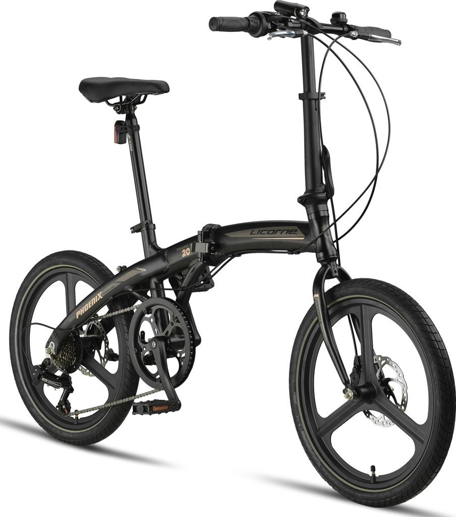 Licorne Bike Phoenix 2D Cross 20 Zoll Aluminium Faltrad Klapprad Scheibenbremse Discbremse Faltfahrrad Herren Damen 7 Gang Kettenschaltung Folding ...