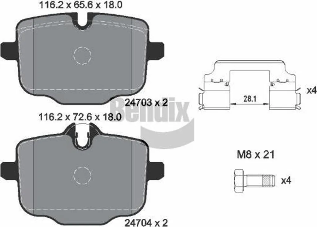 Plaquettes de frein pour BMW Série 3 et 5, Solution Entretien BPD1618 BENDIX