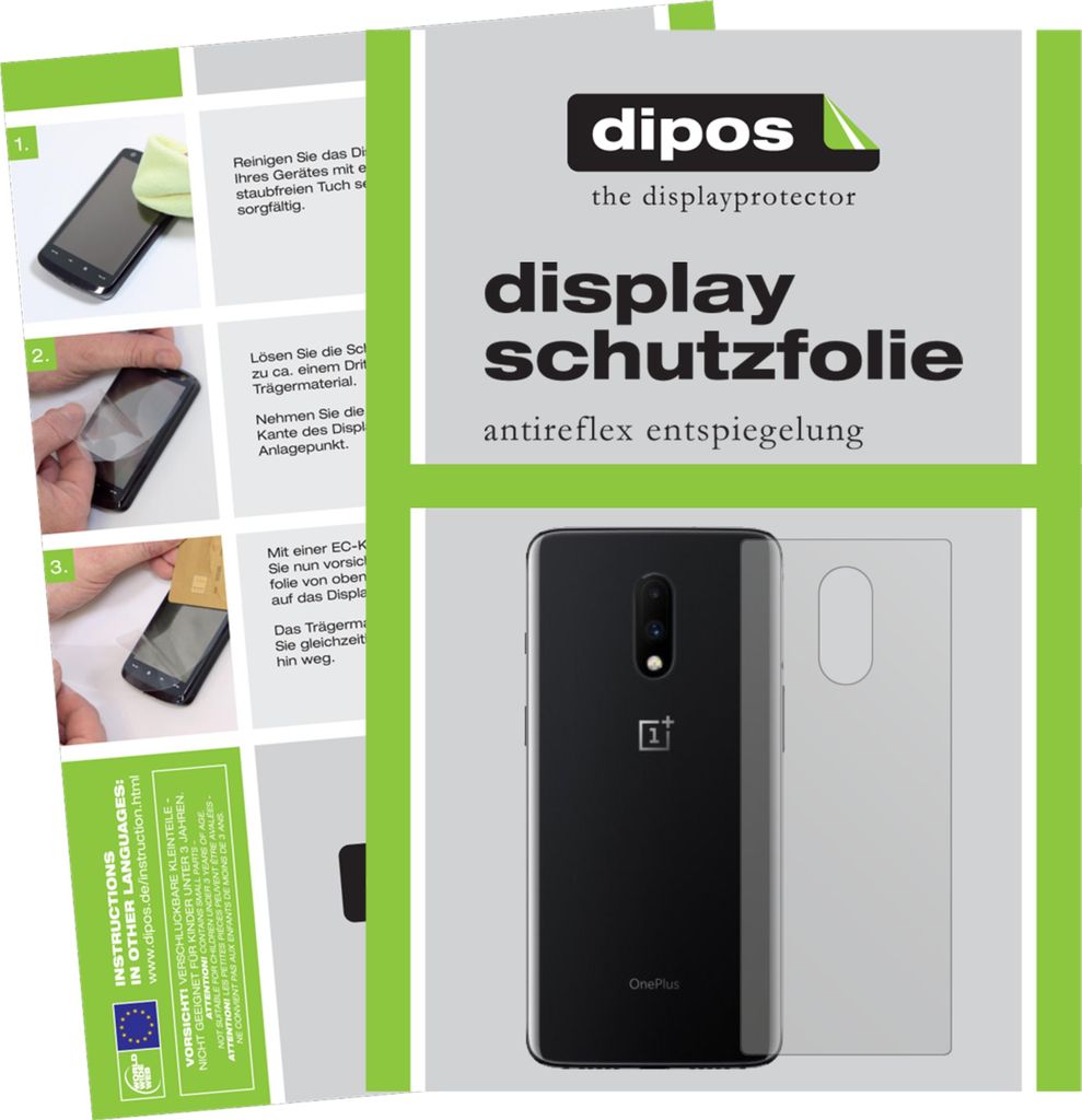 6x Schutzfolie für OnePlus 7 Rückseite matt Displayschutzfolie Folie Display Schutz dipos