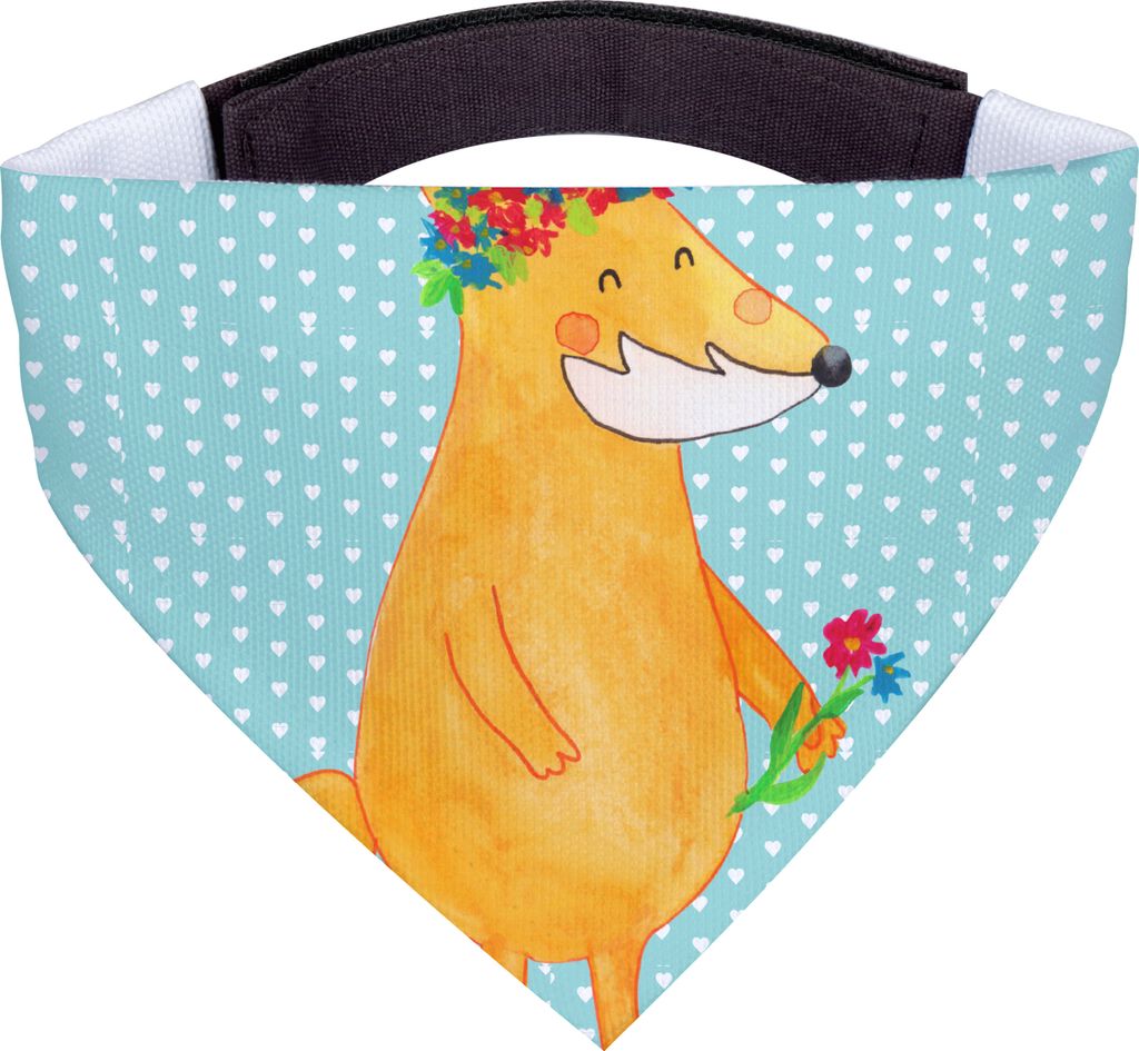 Mr. & Mrs. Panda Bandana Fuchs Blumen - Türkis Pastell - Geschenk, Halstuch Für Hunde, Freundin, Blumenliebe, Hals Tuch, Hund, Blume, Boho, Hunde...
