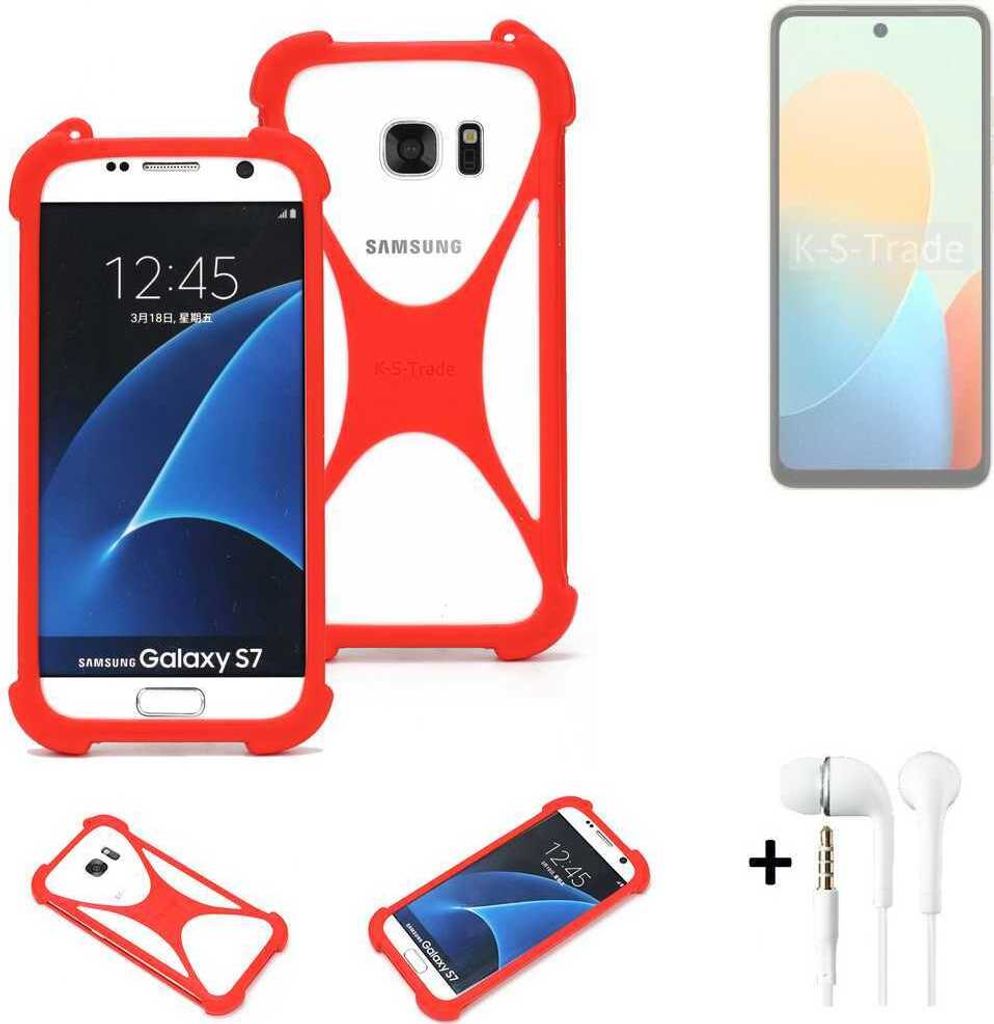 Handy-hülle + Kopfhörer kompatibel mit Tecno Pop 8 Schutz-hülle Bumper Silikon Schutz Hülle Cover Case Silikoncase Silikonbumper TPU Softcase
