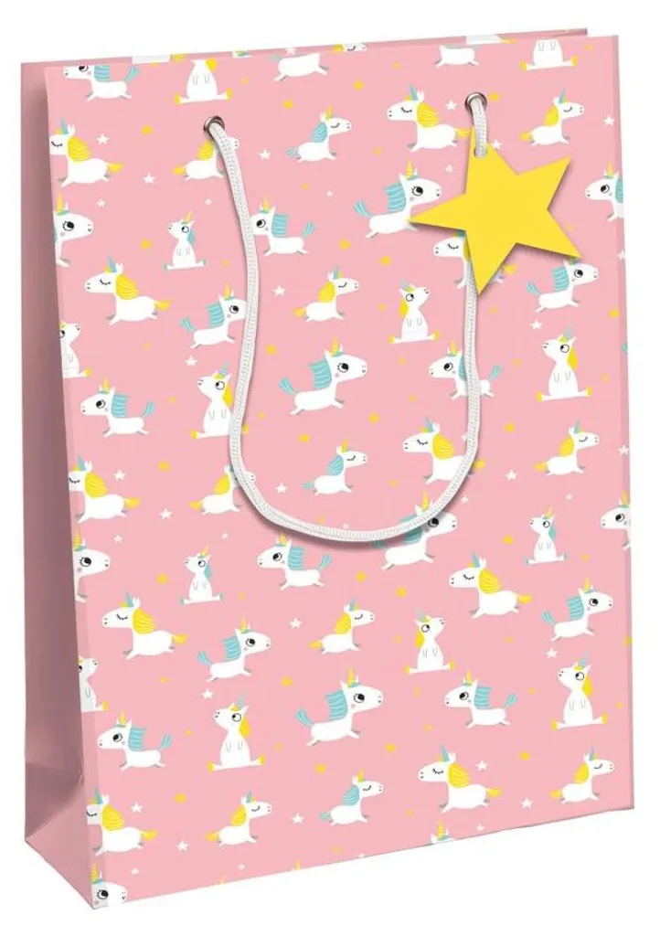 Sac cadeau Clairefontaine 32466-2C Licornes format moyen pour fête