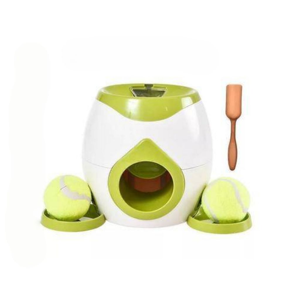 AIORBER Automatischer Hunde Ballwerfer mit Futterbelohnung, Interaktives Spielzeug, ohne Strom, inkl. elastischem Tennisball, 18×18×18,5cm