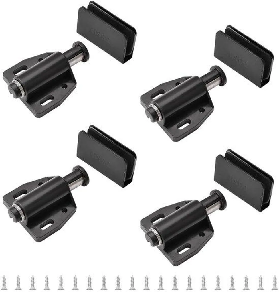 Fermeture Aimantée pour Vitrine - Loqueteau de Porte en Verre Noir (4 pièces)