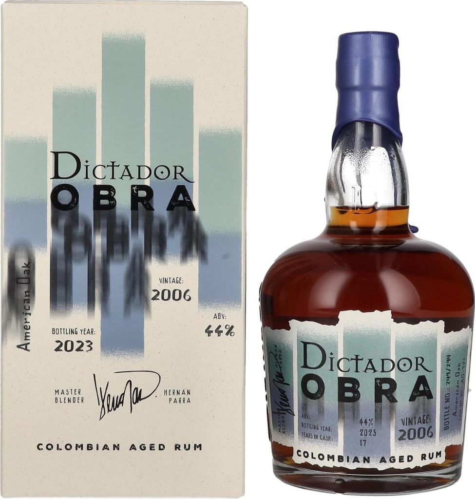 Dictador OBRA VINTAGE 17 Years Old AMERICAN OAK CASK Rum 2006 44% Vol. 0,7l in Geschenkbox