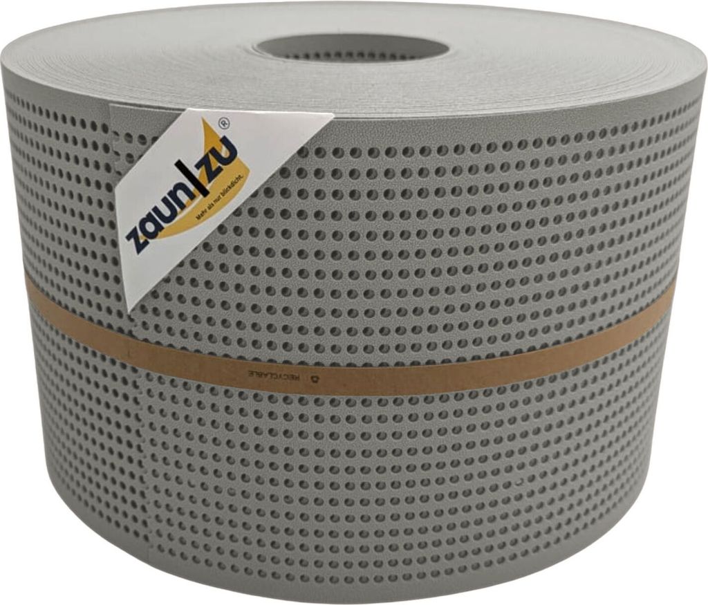 Doppelstab Sichtschutz zaun|zu PREMIUM gelocht 30% Streifen PP Zaunblende Steingrau 50m