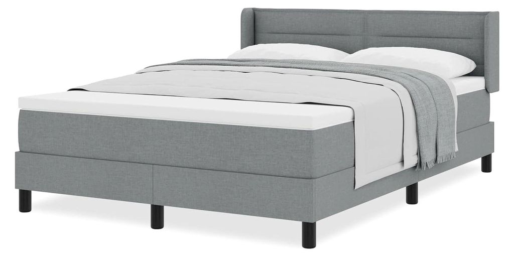 Boxspringbett mit Matratze in Hellgrau 140x200 cm Stoff Gästebett Familienbett