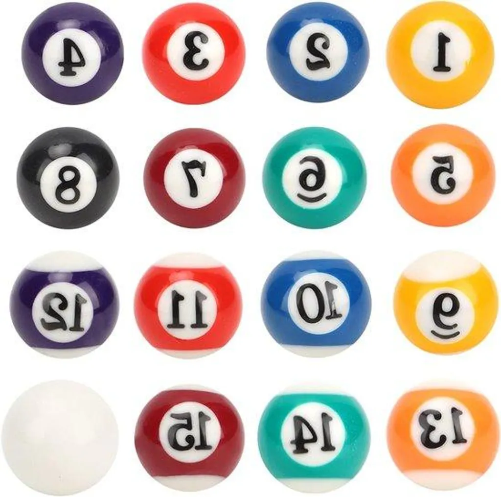 Mini-boules de billard 2,5 cm noires et blanches pour table enfant
