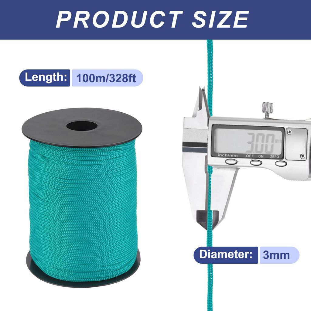 Polypropylen-Seil 3mm Polypropylenseil 10Om PP Flechtleine Textilseil Leine Nylonschnur Schnur Rei?feste Rope Kunststoffseil fš¹r W?scheleine Cam...