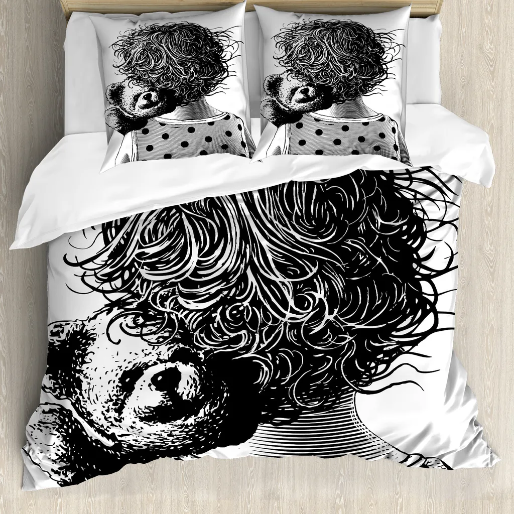 ABAKUHAUS Set Copripiumino 155x220cm Antiacaro Teddybär Grigio - 1