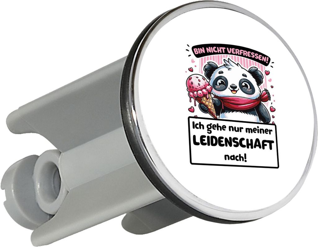 Huuraa Waschbeckenstöpsel Verfressen, gehe Leidenschaft nach Pandabär 4cm höhenverstellbar Abflussstopfen Geschenkidee