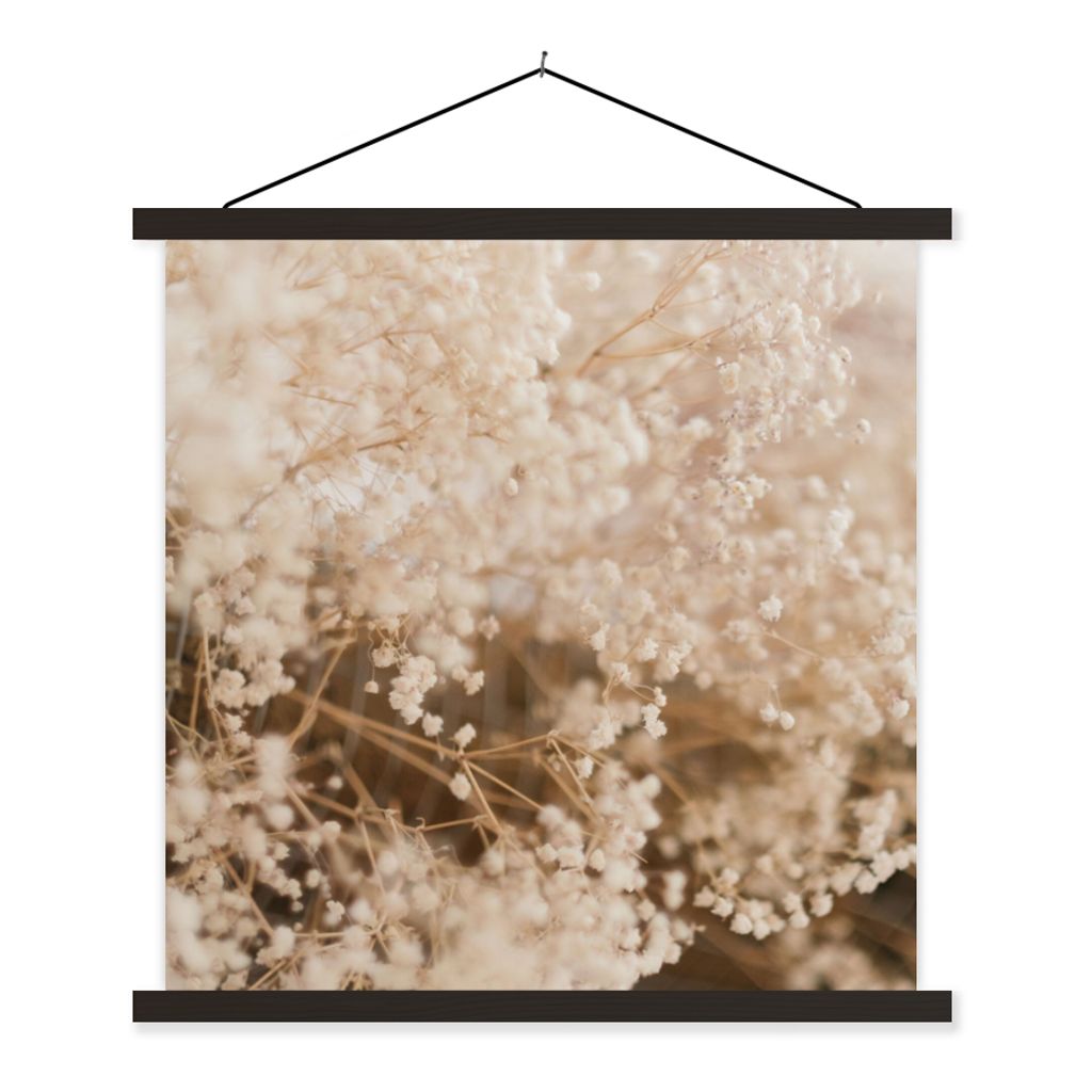 MuchoWow Textilposter Pampasgras - Pflanze - Natur 120x120 cm mit schwarzem Rahmen - Aufhängungsset