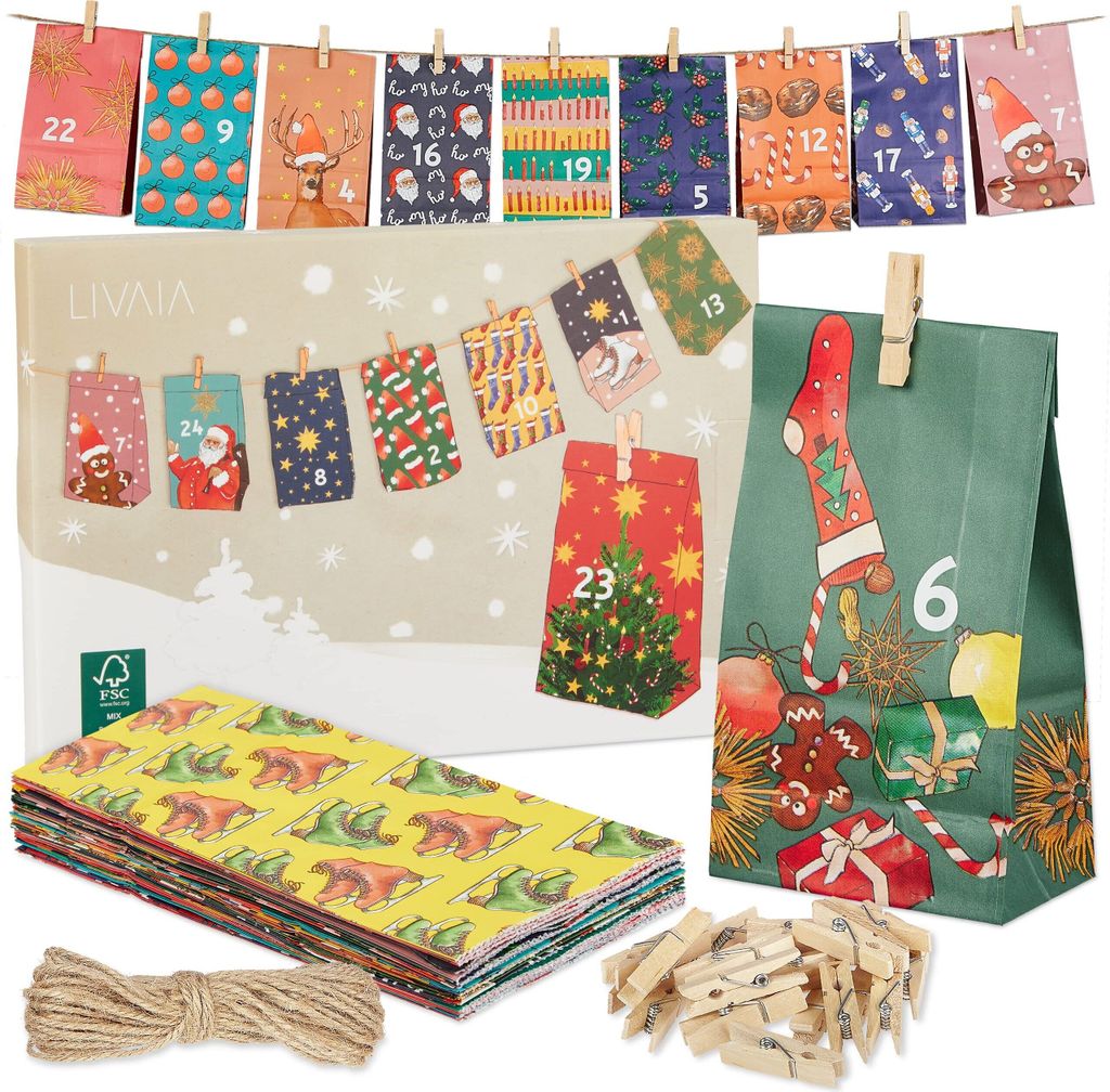 Adventskalender Zum Befüllen 2022 Adventskalender Zum Selbstbefüllen - Bunt (4 Motive)